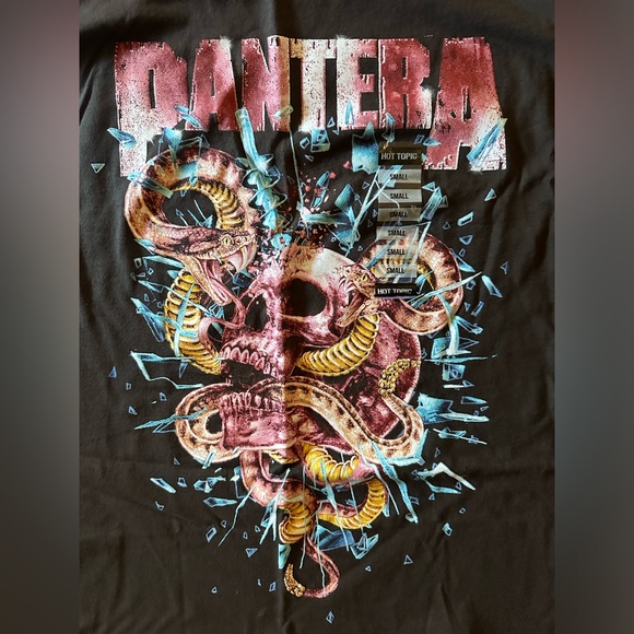 🆕 NWT Pantera Drill Bit Skull & Snake 🐍 T-shirt size Small Hot Topic 🎸 - Picture 2 of 7